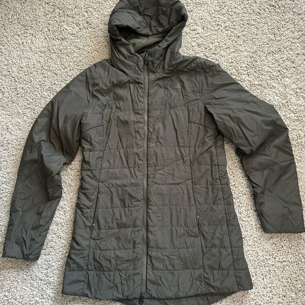 The North Face Women's Green Hooded Mid length Puffer Jacket